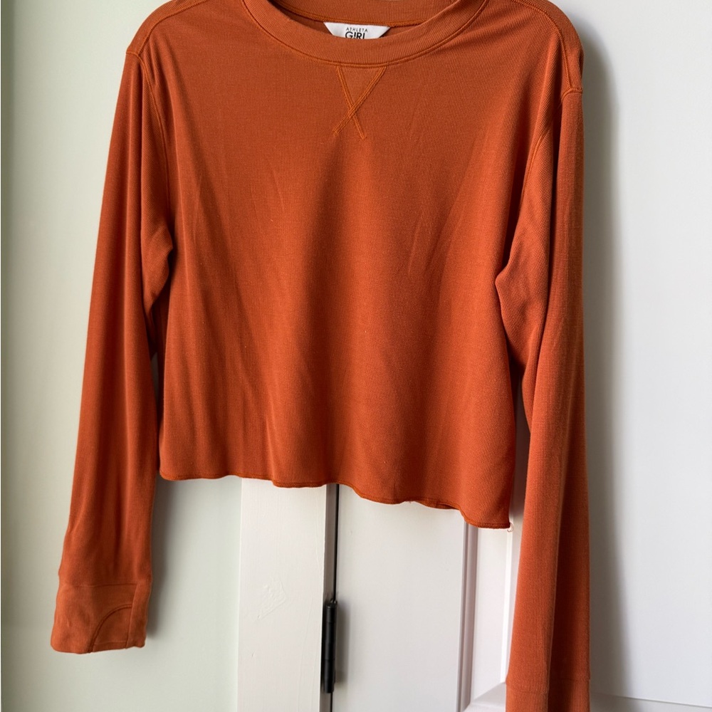 Athleta Rust Long-Sleeve Cropped Tee